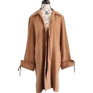 🇨🇦 90s Klaxon Beige Tan Duster Front Tie Size Large